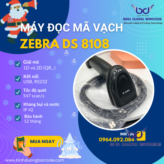 Máy quét mã vạch Zebra DS8108 - Hàng có sẵn